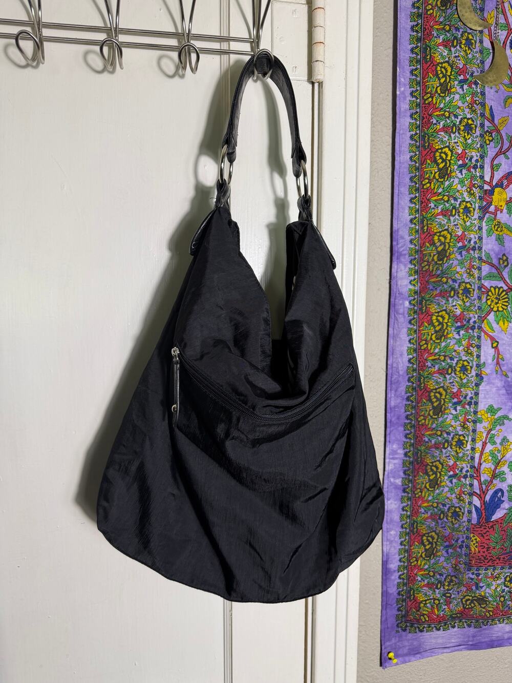 HOBO The Original Black Nylon Hobo Shoulder Bag Slouchy Large Purse Y2K